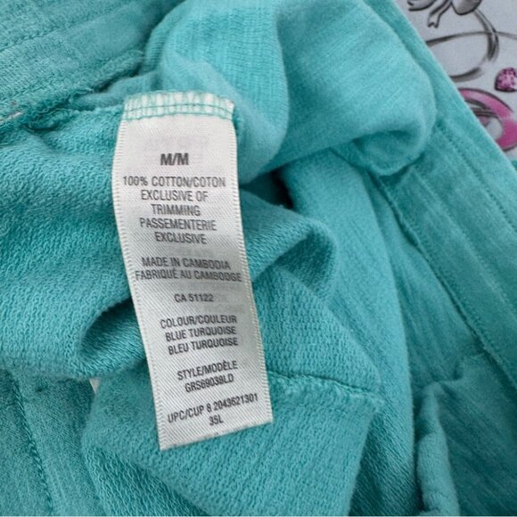 Danskin shorts fold over hem bottom tie up waist blue Turquoise Athletic Shorts - Picture 9 of 11